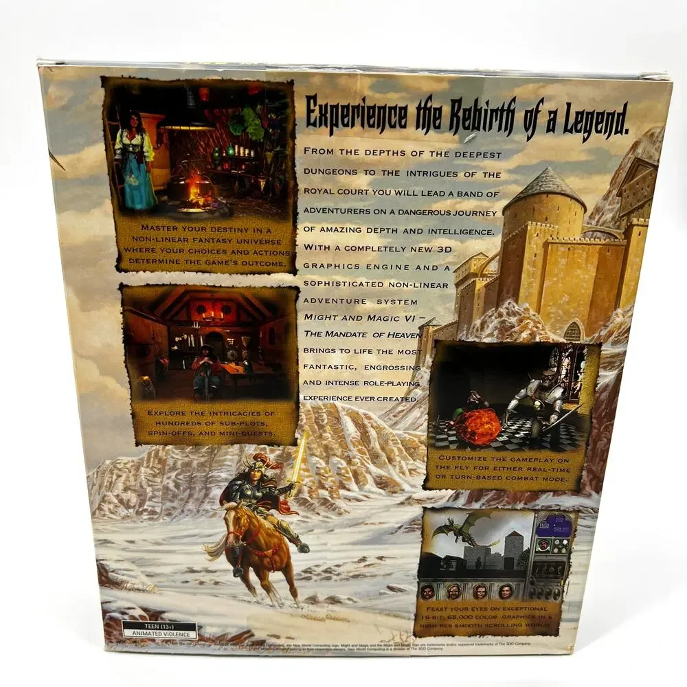 Might and Magic VI Big Box 90s PC Game Complete Fabric Map Manuals Unsealed